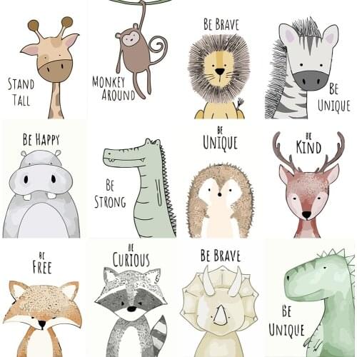 Child Art Painting Brush Set Simple Cartoon Animal DIY Paint By Numbers Canvas Poster Kindergarten Wall Decoration Mural