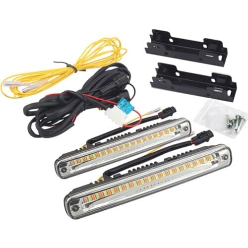2pcs LED DRL Car Daytime Running Light Flexible Waterproof Strip Auto Headlights White Turn Signal Yellow Brake Flow Lights 12V