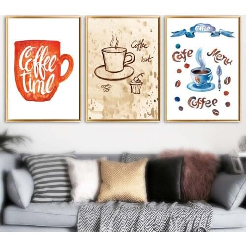 Home Decoration Prints Painting Nordic Style Coffee Pictures Cup Wall Art Modular Canvas Watercolor Poster Modern For Restaurant