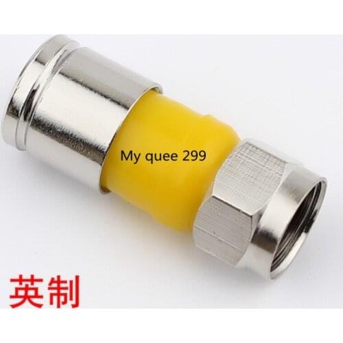 Extruded f-head waterproof all-copper cable digital TV set-top box joint 75-5 RG6 English yellow