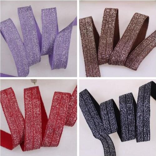 36colors 100 yards per lot glitter thread elastic fold over elastic headwear elastic band for hair accessories