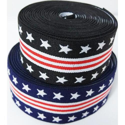40mm Wide Elastic Bands Navy and Black American Style Spandex Stripe Single-sided Knitting Printing Ribbon Clothing Accessories