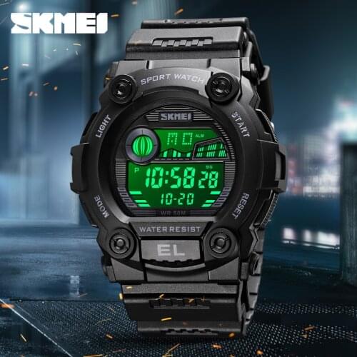 Luxury Brand Sport Watch SKMEI Wrist Watch Stopwatch LED Light Boys Watches 50 Bar Waterproof Chronograph Alarm Clock Men Watch