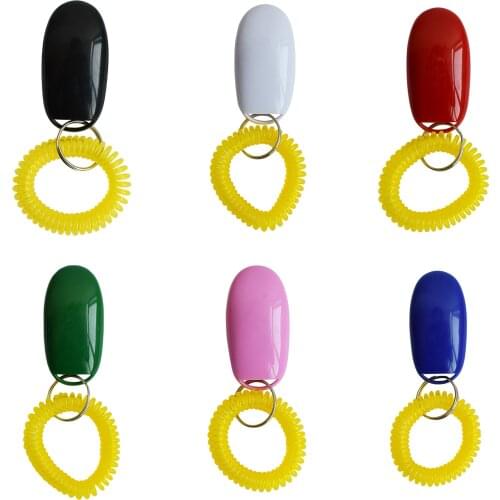 Pet Dog Training Clicker Plastic Puppy Click Trainer Aid Adjustable Wrist Strap Sound Key Chain Pet Teaching Tools Supplies
