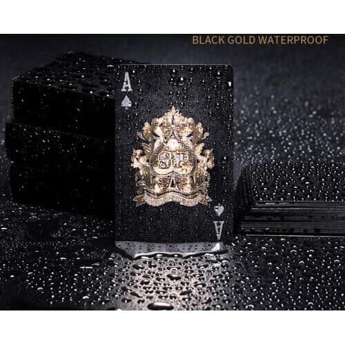 2 Sets/Lot Poker Plastic Waterproof Creative Gold Black Gold Foil Playing Cards Board Game Washable Plastic Deck Of Cards Poker