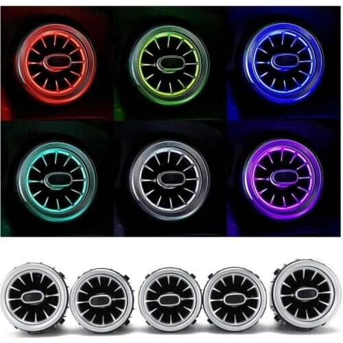 5pcs 64 Color Front LED Turbine Air Vent Ambient Light Kit Replacement fit for Mercedes-Benz C GLC-Class W205 X253 2019-2021