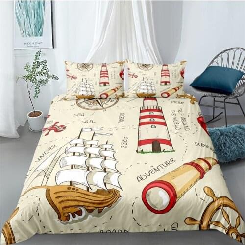 Luxury 3D Sailing Lighthouse Print Home Living Comfortable Duvet Cover Set Kids Bedding Set Queen and King EU/US/AU/UK Size