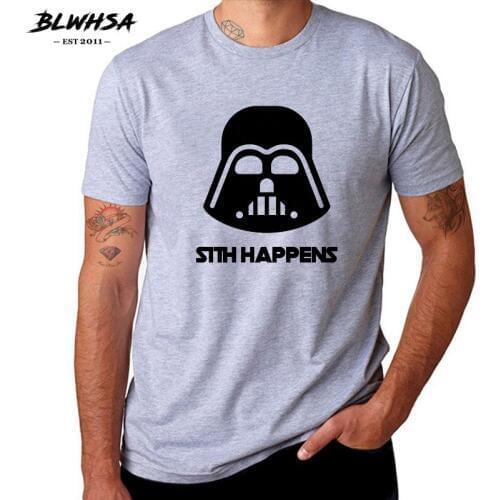 BLWHSA Sith Happens Printed T Shirt Men Fashion Short Sleeve 100% Cotton Hip Hop T-shirt Summer Cool Popular Slogan Tees