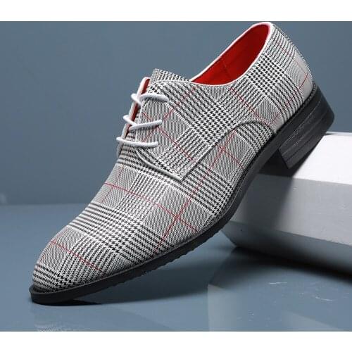 Mens Fashion Business Oxfords Casual Leather Shoes Lace Up Striped Shoes Formal Dress Korean Style Large Size 48 Wedding Shoes
