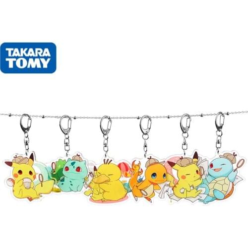 Pokemon Genuine Cartoon Cute Keychain Anime Pikachu Student Bag Pendant Fashion Jewelry Movable Model Toy Birthday Gift