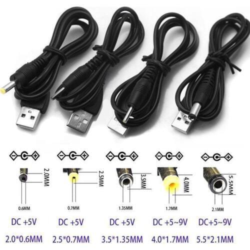 USB Port to 2.0*0.6mm 2.5*0.7mm 3.5*1.35mm 4.0*1.7mm 5.5*2.1mm 5V DC Barrel Jack Power Cable Connector
