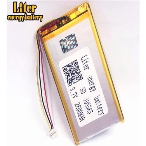 Plug 1.0- 4P 3.7V 405585 2800mAh 3.7V Lithium Polymer Battery Cells Rechargeable Li-polymer Battery tablet pc 7 inch