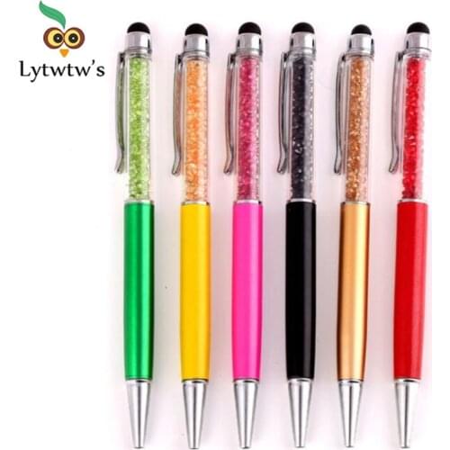 26 Color Crystal Ballpoint Pen Stylus Touch Pen Writing Stationery Office School Supply Spinning Metal Nurse High Quality Pens