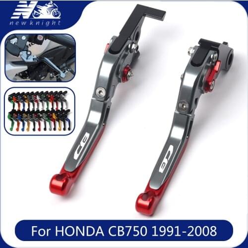 With Logo For Honda CB750 1991-2008 2007 2006 2005 Motorcycle CNC Aluminum Folding Extendable Brake Clutch Levers Accessories