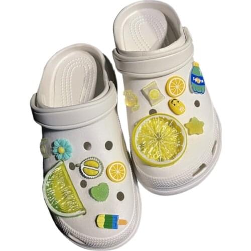 Vintage Croc Charms Summer Fresh Lemon Shoe Charms for Crocs Three-dimensional Crocs Accessories Clogs Designer for Girls