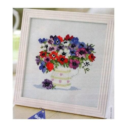 Fishxx Cross Stitch Cross225-8flowers[Vase of Flowers]cotton thread and cloth , water-soluble,,100% accurate,11CT,embroidery
