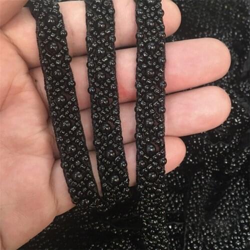 10mm Width Pearl Beaded Embroidered Lace Trim Ribbon Handmade DIY Sewing Craft For Costume Hat Shoes Decoration