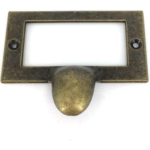 12PCS Vintage Bronze Zinc alloy Label Pull Frame Handle File Name Card Holder For Furniture Cabinet Drawer Box Case Bin