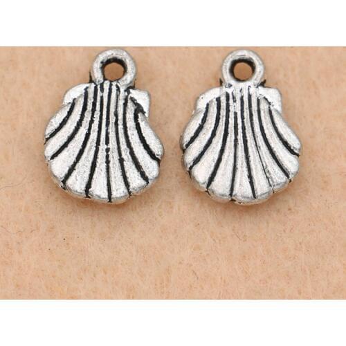 20pcs Tibetan Silver Plated Shell Charms Pendants for Jewelry Making Bracelet Diy Accessories 12x9mm