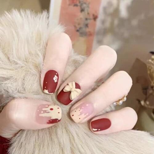 24pcs Matte Ice Cream Color Cloud Aurora Butterfly False Nails Coffin Full Cover Short Square Fake Nails Manicure Art with Glue