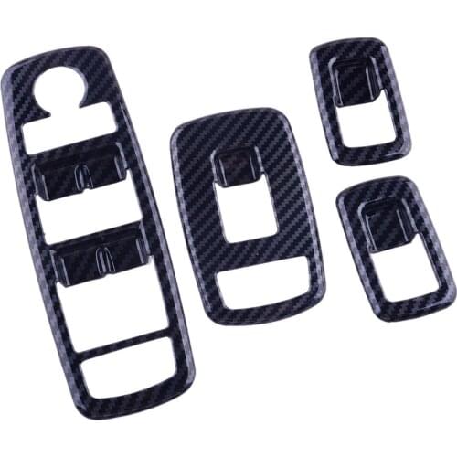 4Pcs ABS Car Front Rear Left Right Carbon Fiber Style Window Switch Button Lifter Cover Trim Fit for Dodge Ram 1500 2019 2020