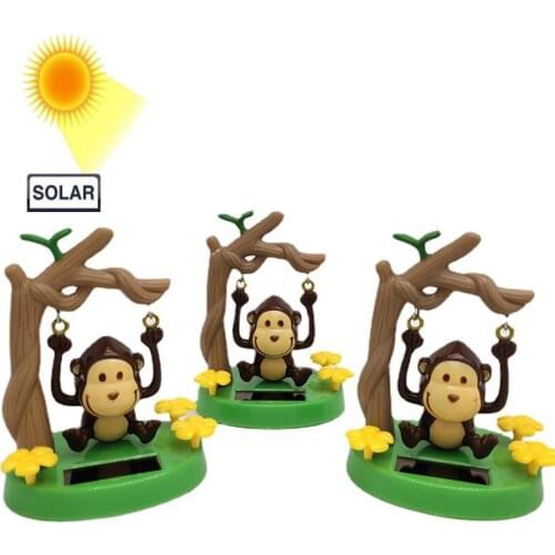 Car Ornament Swing Monkey Car Pendant Solar Power Shaking Head Toy Car Decoration Auto Interior Dashboard Decor