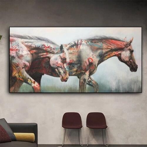 Running Horse Abstract Graffiti Wall Art Animal Posters and The Nordic Living Room Decor Painting