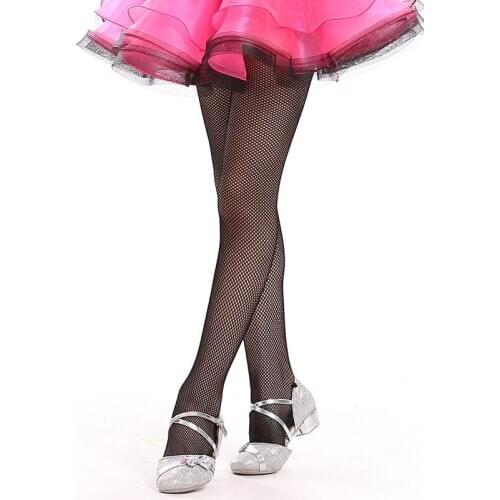 USHINE Professional Caramel Color Black Latin Dance Fishnet Stockings Kids Girls Women Tights