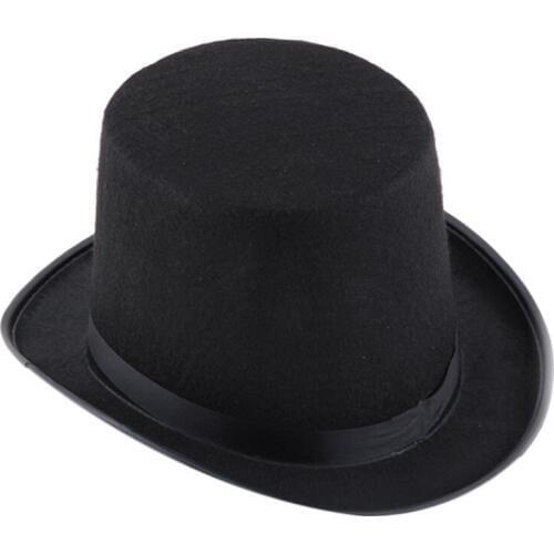 Home&Nest The Magician Performed High Hat Halloween Hat Cap Flat Black Hat Jazz Stage Performances Of Men And Women #0802