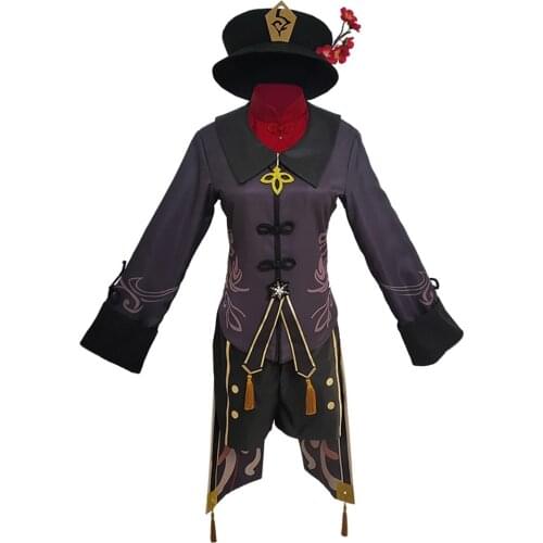Game Genshin Impact Hu Tao Cosplay Costume Dress Outfits With Hat Halloween Carnival Suit