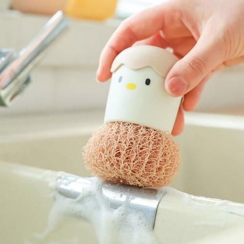 Creative Eggshell Chicken Shape Cleaning Brush Dishes Washing Pot Brush Stovetop Decontamination Fiber Ball Cleaner Kitchen Tool