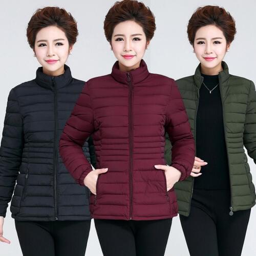 Women‘s’ Cotton Coat Short Standing Collar Large Size 4XL Jacket Winter Jacket Mother Wear Parkers Outerwear zipper Overcoat A50