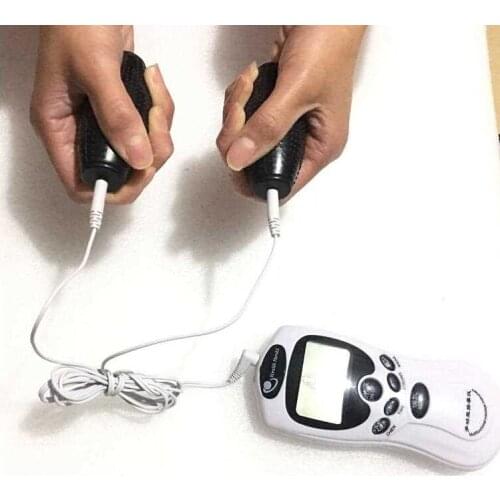 Health Care TENS EMS Machine HAND ELECTRODE MASSAGER FOR DIGITAL THERAPY ELECTRIC MUSCLE STIMULATOR +1PC 3.5MM PLUG SIZE CABLE