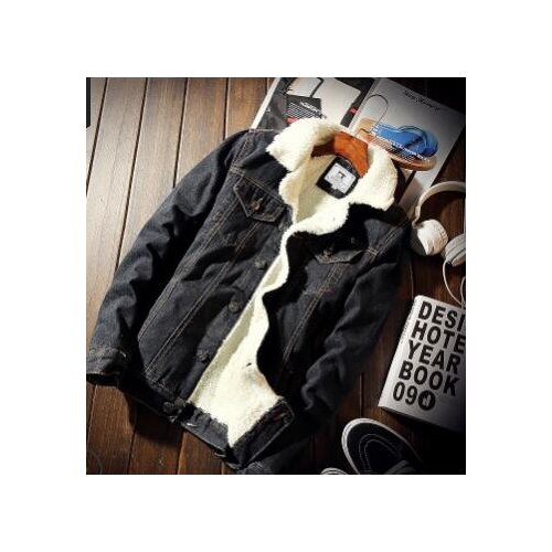 30pcs/lot man casual winter denim fleece coat femal jean turn-down collar thick winter coat