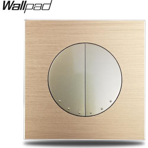 Wallpad Gold L6 2 Gang Double Intermediate Wall Switch Revers Switch Brushed Satin Gold Aluminum Plate