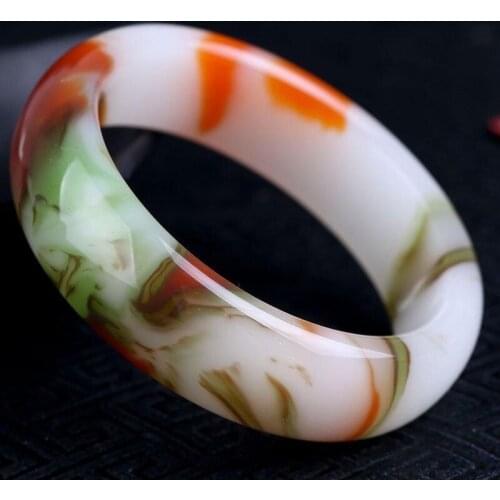Genuine Natural Color Jade Bangle Bracelet Jadeite Chinese Hand-Carved Charm Jewelry Accessories Amulet Fashion Men Women Gifts