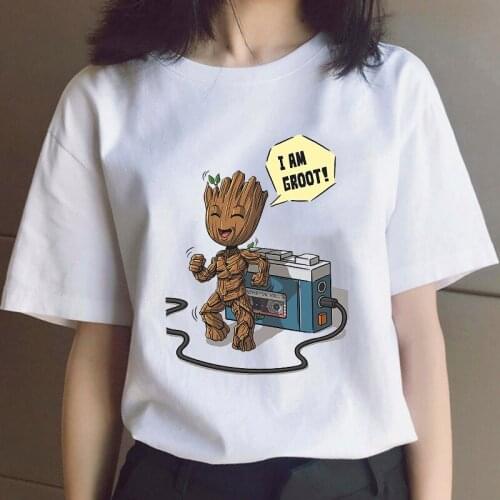 New GROOT T-shirt Kawaii Print Summer T Shirt Women Fashion Cartoons Streetwear Guardians of The Galaxy Anime Femme Unisex Tops