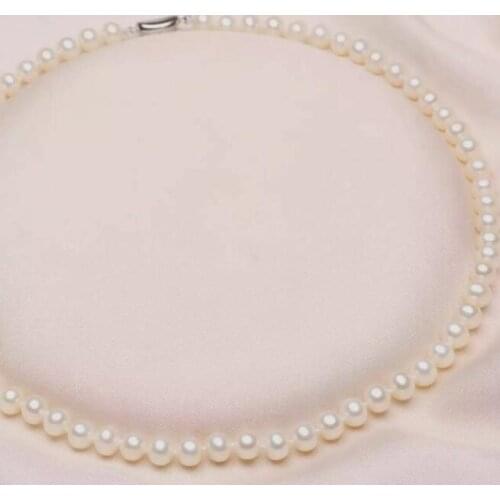 New AAA 9-10mm White Round Natural Freshwater Cultured Pearl Necklace 18 Inch 36"