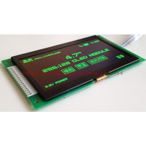 New original 4.7 inch 256X128 dot matrix green 3.3V OLED module wide temperature and low power OLED large screen