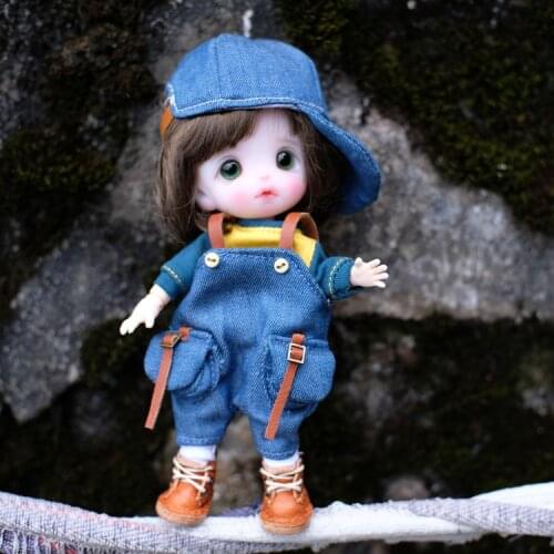 Bjd Clothes Super Cute 1/12 BJD ob11 doll accessories Cute Boy Girl Mini Suspender Trousers Overalls Full Set Costume Suit Set