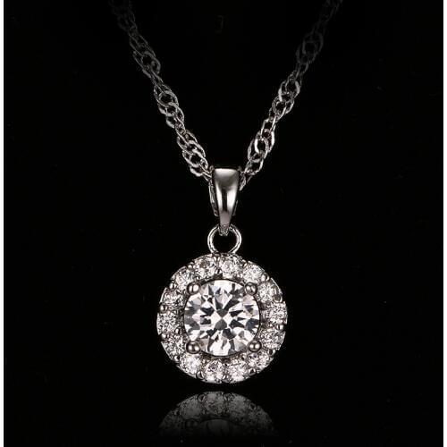 Emmaya Trendy Link Chain Round Crystal Pendant Necklace Fashion Design Jewelry Zircon Necklaces For Women