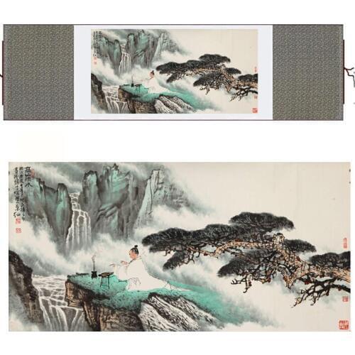 Landscape art painting Mountain and River art painting lofty mountains and flowing water paintingPrinted painting
