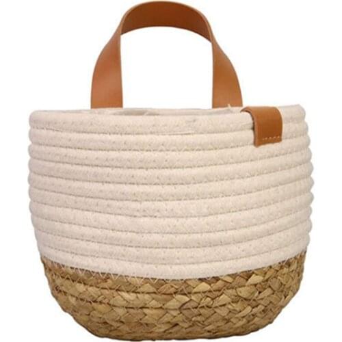 Rope Planter Straw Cotton Woven Basket Flower Pot Home Decor Imitation Rattan Cotton Wall Hanging Storage Baskets
