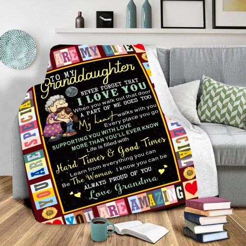 My Granddaughter 3D Printed Plush Fleece Blanket Adult Home Office Washable Casual Kids Sherpa Blanket Drop Shipping