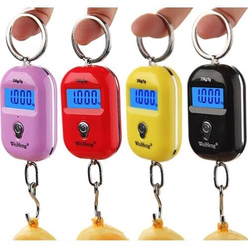 Portable Digital Mini Luggage Scale LCD Backlight Display Keychain Hanging Hook Kitchen Scales Electronic Weighting 25Kg/55Lb