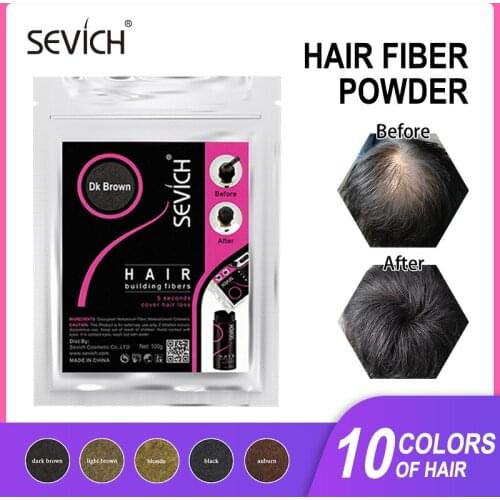 Sevich 100g Hair Fibers Refill Bag 10 Colors Keratin Hair Building Fiber Powder Instant Hair Growth Fiber Powder Anti-Hair Loss