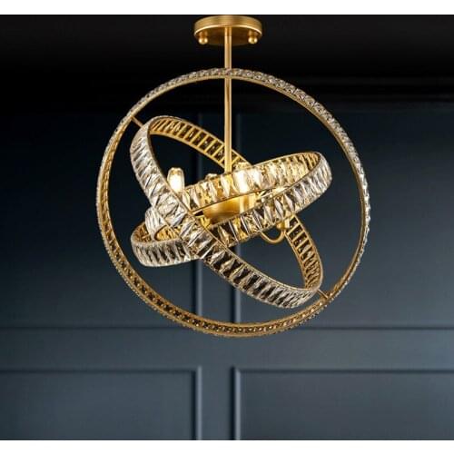 Luxury Crystal Chandelier Lighting Postmodern Creative Dining Living Room LED Hanging Lamp Gold / Silver Bedroom Round Fixtures