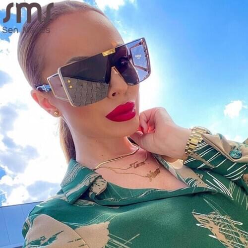 Sen Maries Oversized Square Sunglasses Women 2020 Luxury Brand Designer Sunglasses Men One Piece Men Gafas Shade Mirror UV400