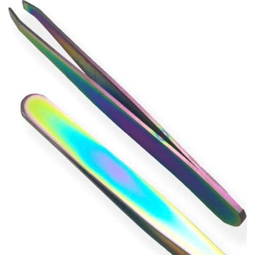 Angled Slanted Eyebrow Tweezers Stainless Steel Eye Brow Trimmer Eyelash Clip