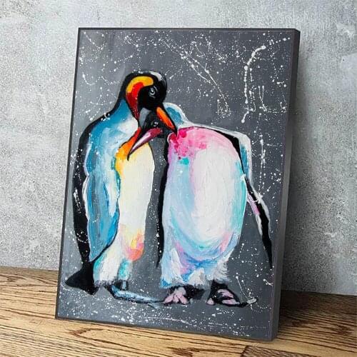 Home Decoration Wall Art Canvas Paintings Two Cute Penguin Animals Picture Penguin Hd Prints Modern Poster Bedroom Modular Frame